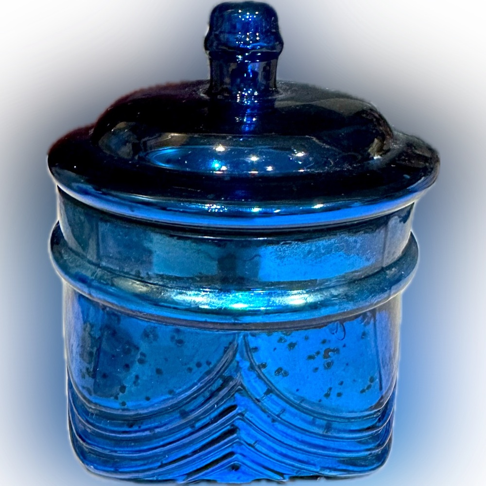 APOTHECARY MERCURY GLASS COBALT BLUE DECORATIVE BOX 6.25”x 4.75” CRACKER BARREL